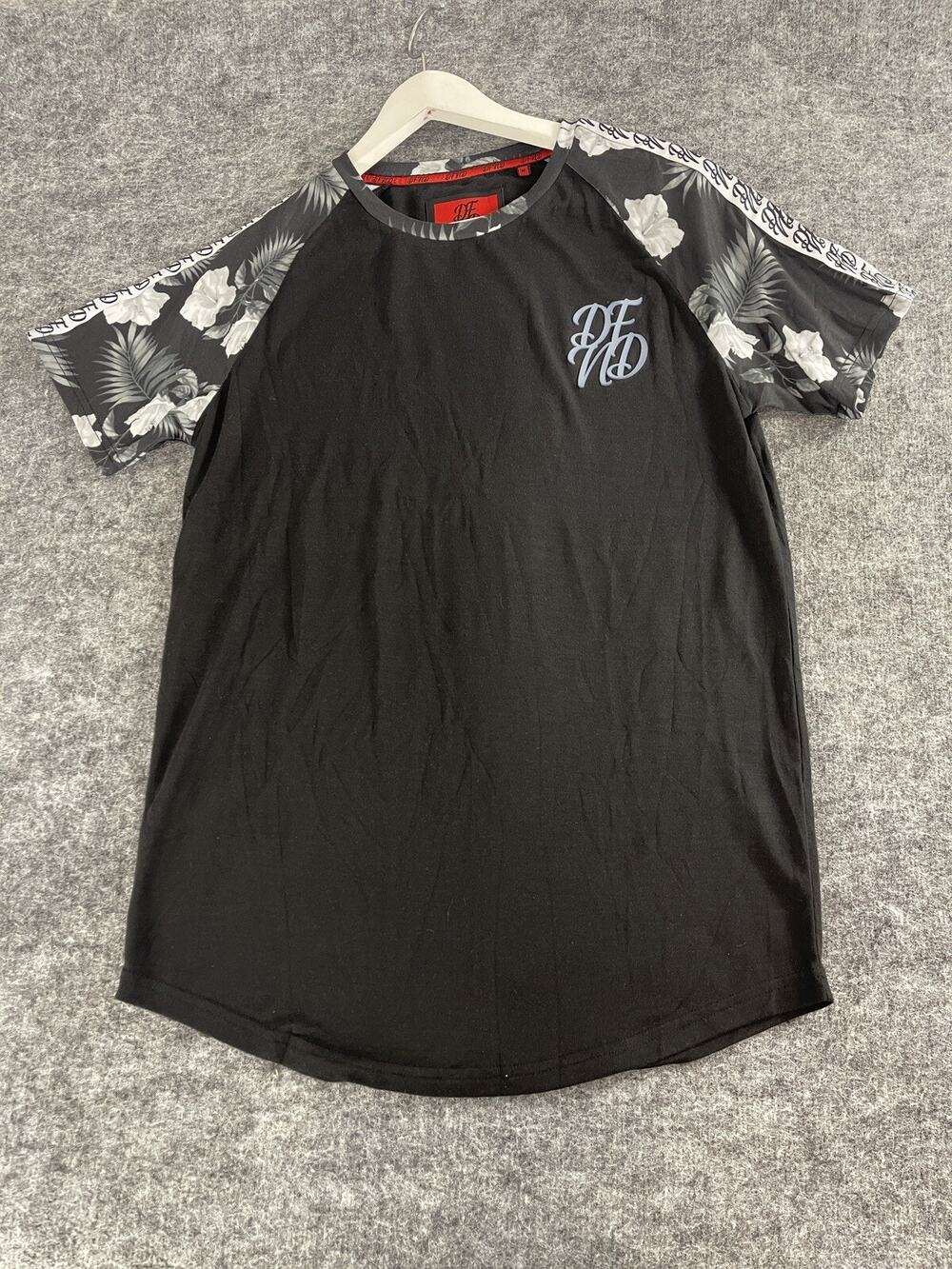 DFND Defend London Shirt Mens Small Tee Floral Black Short Sleeve NEW N46